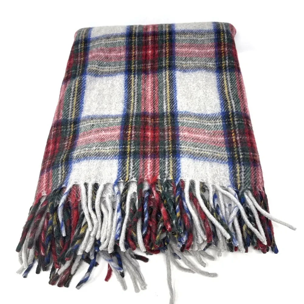 Tweeds of Scotland Wool Stewart Dress Tartan Throw Blanket Fringed 62x72 NEW